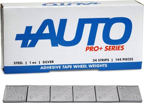 +AUTO 1oz, 1.0oz, Steel, Adhesive Stick on Wheel Weights, EZPeel Tape Weights, Cars, Trucks, SUVs, Motorcycle, Low Profile, Rim Contoured, OE Certified, U.S.A. Professional Grade, 144pcs (Black) in Saudi Arabia