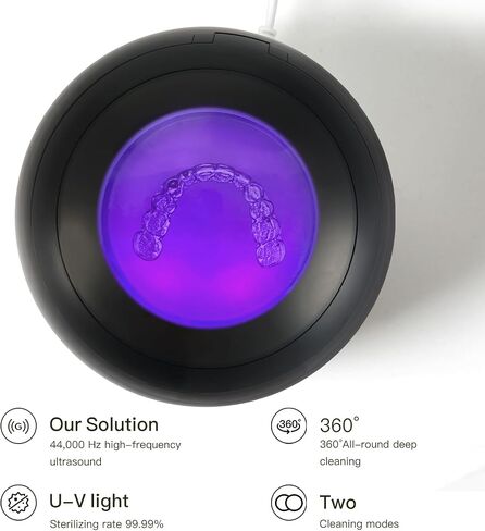 Ultrasonic Retainer Cleaner, 25W/45kHz Professional Ultrasonic Jewelry Cleaner, 180ML Portable Retainer Cleaner Machine for Dentures, Retainer, Aligner, Braces, Mouth Guard in Saudi Arabia