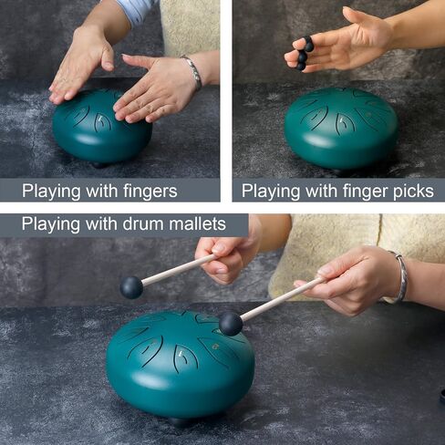 Steel Tongue Drum - 12 Inches 13 Notes Blue Handpan Drum with Drum Bag, Music Book, and Drum Mallets - Ideal Holiday Gift for Music Therapy, Yoga, and Relaxation in Saudi Arabia