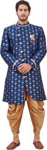 Indian Designer Wedding Festive Wear Jacquard Indo-Western Sherwani Pajama Set For Men in Saudi Arabia