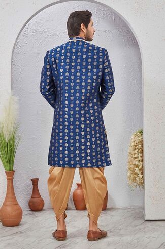 Indian Designer Wedding Festive Wear Jacquard Indo-Western Sherwani Pajama Set For Men in Saudi Arabia