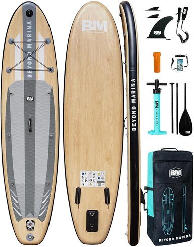 BEYOND MARINA Inflatable Stand Up Paddle Board, 10'6" SUP Paddleboard for Adult, Premium Accessories | Non-Slip 5MM EVA Deck & Foam Handles, Camera Mount, Double Action Pump, 85L Travel Backpack in Kuwait