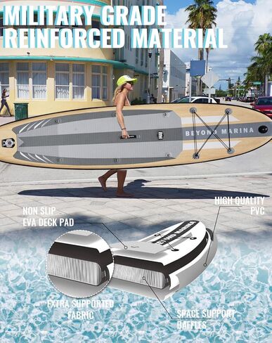 BEYOND MARINA Inflatable Stand Up Paddle Board, 10'6" SUP Paddleboard for Adult, Premium Accessories | Non-Slip 5MM EVA Deck & Foam Handles, Camera Mount, Double Action Pump, 85L Travel Backpack in Kuwait