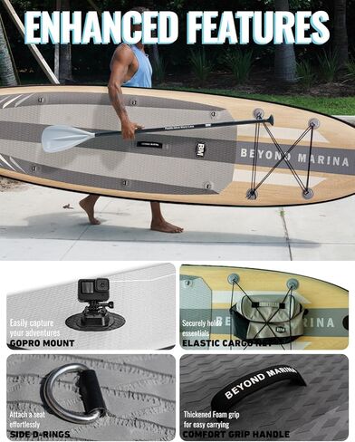 BEYOND MARINA Inflatable Stand Up Paddle Board, 10'6" SUP Paddleboard for Adult, Premium Accessories | Non-Slip 5MM EVA Deck & Foam Handles, Camera Mount, Double Action Pump, 85L Travel Backpack in Kuwait