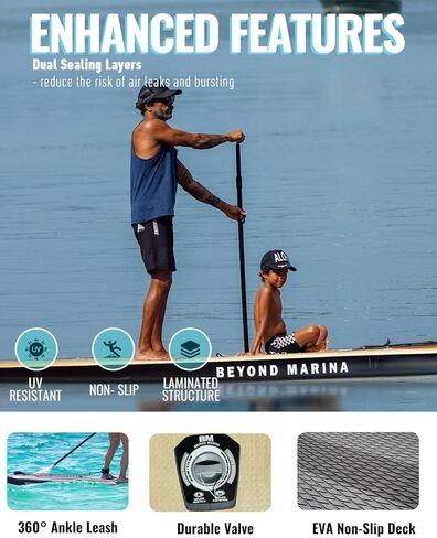 BEYOND MARINA Inflatable Stand Up Paddle Board, 10'6" SUP Paddleboard for Adult, Premium Accessories | Non-Slip 5MM EVA Deck & Foam Handles, Camera Mount, Double Action Pump, 85L Travel Backpack in Kuwait