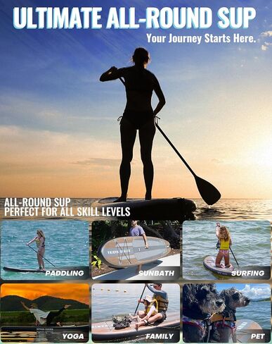 BEYOND MARINA Inflatable Stand Up Paddle Board, 10'6" SUP Paddleboard for Adult, Premium Accessories | Non-Slip 5MM EVA Deck & Foam Handles, Camera Mount, Double Action Pump, 85L Travel Backpack in Kuwait