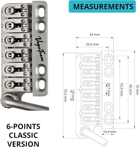 Vega-Trem VT1 قياسي 6-برغي أسود ستراتوكاستر جيتار اهتزاز جسر ل Strat لا تعديل سهل التركيب in Kuwait