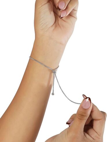 Hello Kitty Bracelet for Women Official License, Silver Flash-Plated and Pave Cubic Zirconia Lariat Heart Bracelet in Saudi Arabia