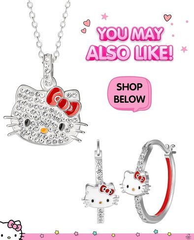 Hello Kitty Bracelet for Women Official License, Silver Flash-Plated and Pave Cubic Zirconia Lariat Heart Bracelet in Saudi Arabia