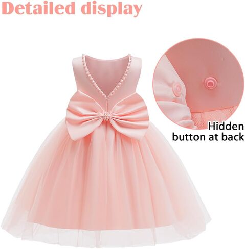 Girls Bow Dress for Birthday Dance Party, Soft Chiffon Princess Set with Headband for 3-8 Years Old in Kuwait
