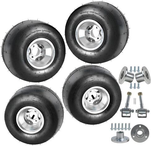 Go Kart Wheels Slick Tyre Front 10x4.50-5 + الخلفية 11x7.10-5 إطار المتسابقين ، إطارات ناعمة بلا أنبوب مع محور الألومنيوم محور مغزل لسباق ATV Drift Trike Go Kart in Kuwait
