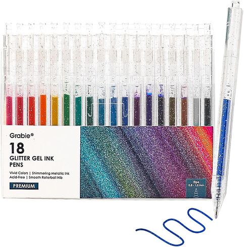 Grabie 18 Color Glitter Gel Pens, Retractable Sparkle Art Pens in Saudi Arabia