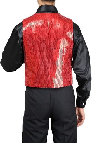 Men's Slim Fit 3 Button Sequin Vest Bow Tie, Sparkly Blazer Waistcoat for Men and Boys in Saudi Arabia