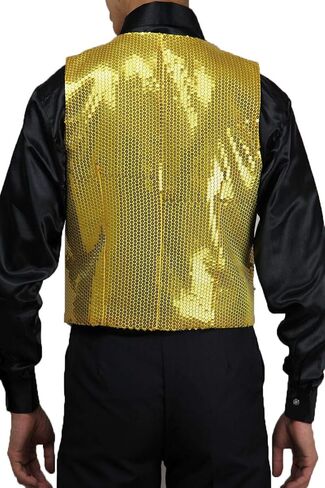 Men's Slim Fit 3 Button Sequin Vest Bow Tie, Sparkly Blazer Waistcoat for Men and Boys in Saudi Arabia