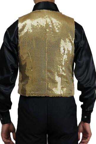 Men's Slim Fit 3 Button Sequin Vest Bow Tie, Sparkly Blazer Waistcoat for Men and Boys in Saudi Arabia