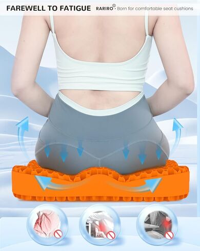 Thickened Gel Seat Cushion, Chair Seat Pad for Wheelchair, Gel Cushion Seat for Pressure Coccyx Sciatica Pain Relief, Egg Cushion for Car Office Chair, Cooling Cushion for Long Sitting[Black-2.75"] in Kuwait