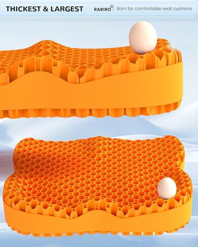 Thickened Gel Seat Cushion, Chair Seat Pad for Wheelchair, Gel Cushion Seat for Pressure Coccyx Sciatica Pain Relief, Egg Cushion for Car Office Chair, Cooling Cushion for Long Sitting[Black-2.75"] in Kuwait