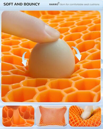 Thickened Gel Seat Cushion, Chair Seat Pad for Wheelchair, Gel Cushion Seat for Pressure Coccyx Sciatica Pain Relief, Egg Cushion for Car Office Chair, Cooling Cushion for Long Sitting[Black-2.75"] in Kuwait