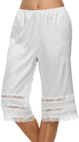Women Culotte Half Slips Satin Bloomer Pettipants Under Dresses Lace Trim Pants Elastic Waist Liner Slip Shorts in Saudi Arabia