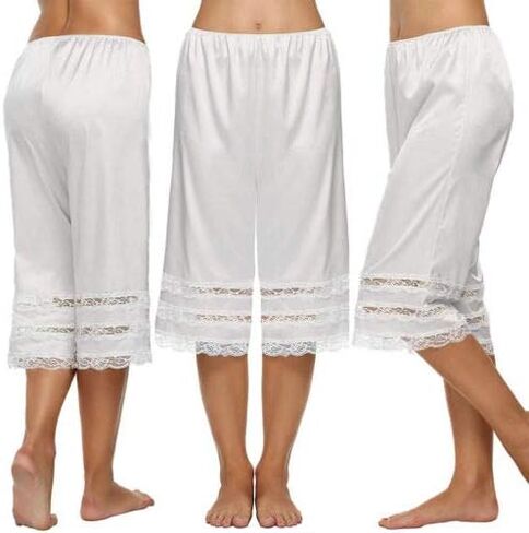 Women Culotte Half Slips Satin Bloomer Pettipants Under Dresses Lace Trim Pants Elastic Waist Liner Slip Shorts in Saudi Arabia