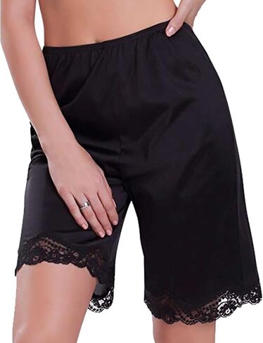 Women Culotte Half Slips Satin Bloomer Pettipants Under Dresses Lace Trim Pants Elastic Waist Liner Slip Shorts in Saudi Arabia