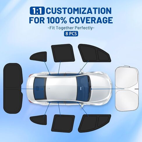 Car Window Shades for Toyota 4Runner 2010-2024 Accessories - Full Set 8PCS Side Window Sunshades with Memory Frame & Blackout Fabric, Privacy UV Shield for Camping/Travel in Saudi Arabia