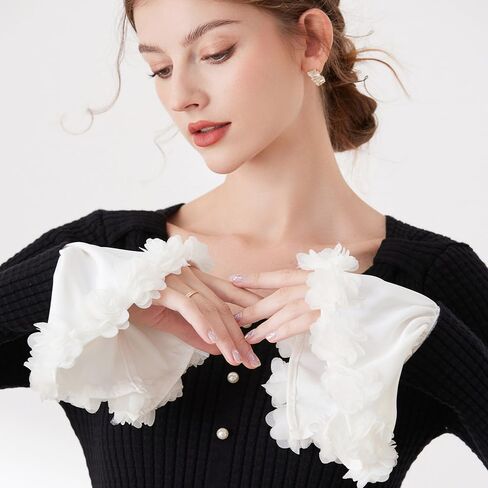 AUOCATTAIL Floral Flared Cuff Bubble Fake Sleeves Wrist Cuffs for Women Gloves Party Costume Accessories Decoration in Saudi Arabia