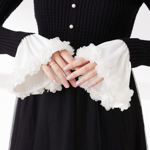 AUOCATTAIL Floral Flared Cuff Bubble Fake Sleeves Wrist Cuffs for Women Gloves Party Costume Accessories Decoration in Saudi Arabia