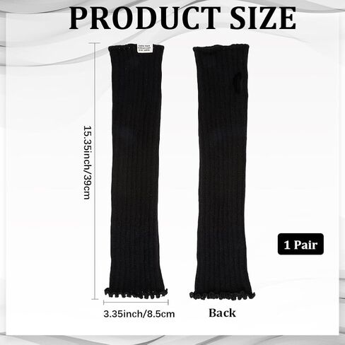 CREATCABIN Arm Warmers Long Sleeve Fingerless Gloves Knitted Soft Elbow Length Arm Warmers Comfortable Cloth Gothic Skateboard Punk Sleeves Thumb Hole for Women Men Black 15.4 x 3.4 Inch in Saudi Arabia