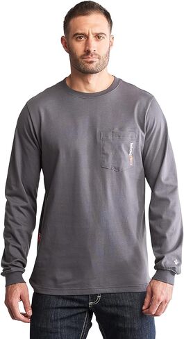 Timberland Pro Men Men's Fr Cotton Core T-Shirt Longeve Sleeve Pocket ، الفحم in Saudi Arabia