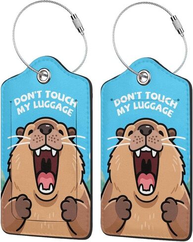 Fun Luggage Tags for Suitcases Leather Name Tag for Luggage Cute Travel Baggage Tags for Carnival Cruise Ships with Funny Patter 2pcs (Dog) in Kuwait