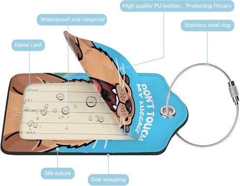 Fun Luggage Tags for Suitcases Leather Name Tag for Luggage Cute Travel Baggage Tags for Carnival Cruise Ships with Funny Patter 2pcs (Dog) in Kuwait