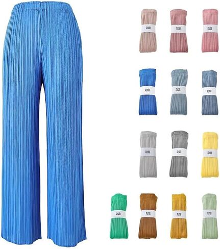 Women’s Summer Elegant Pleated 2025 Designer Loose Straight Trousers High Waist Wide Leg Casual Pants in Kuwait
