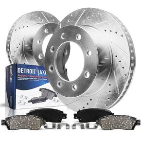 Detroit Axle - Front Brake Kit for GMC Chevy Silverado Sierra Express Savana Yukon XL 2500 3500 HD Hummer H2 DeVille Replacement Drilled & Slotted Disc Brakes Rotors Ceramic Brake Pads in Saudi Arabia