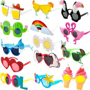 14 PCS Luau Sunglasses Hawaiian Sunglasses Tropical Beach Sunglasses for Hawaiian Summer Party Supplies in Kuwait