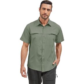 Men's Fishing Shirts Short Sleeve UPF 50+ Sun Protection Shirts, Mens Cargo Quick Dry Shirt for Hiking Safari Camping in Kuwait