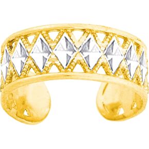 14K White And Yellow Gold Diamond Cut And Millgrain Design Adjustable Toe Ring 6mm in Saudi Arabia