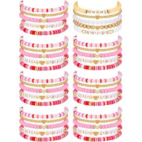 40 Pcs Bachelorette Party Favors Bride Mrs Beaded Bracelet Bride Tribe Clay Bead Bracelet Preppy Bracelet Stretch Bridal Shower Gift Supplies for Women Wedding Bachelorette Party Jewelry Gift in Kuwait