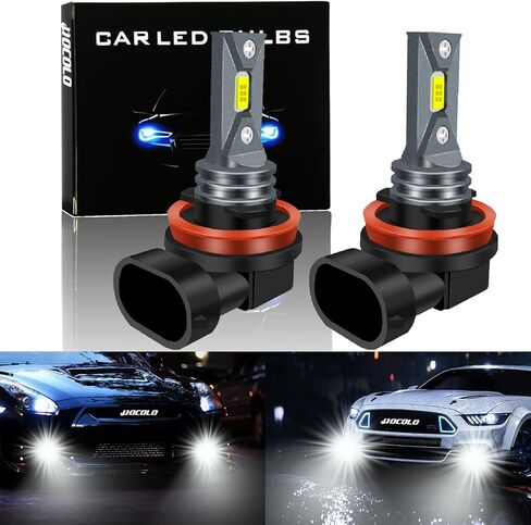 Hocolo 2x F2 H11 H8 H9 6000K Car LED LED أضواء الضباب استبدال مصابيح الهالوجين ، 3570 CSP-Chips 80W 8000LM ، إكسسوارات مصباح مركبة ماء ساطعة IP68 (أبيض ، H11/H8/H9) in Kuwait
