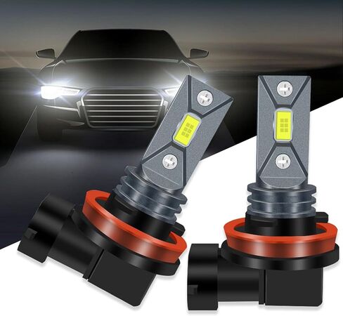 Hocolo 2x F2 H11 H8 H9 6000K Car LED LED أضواء الضباب استبدال مصابيح الهالوجين ، 3570 CSP-Chips 80W 8000LM ، إكسسوارات مصباح مركبة ماء ساطعة IP68 (أبيض ، H11/H8/H9) in Kuwait