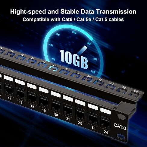 iwillink 48 منفذ 19 بوصة RJ45 من خلال مقرنة 2U Cat6 لوحة التصحيح UTP بدون شريط خلفي، جدار أو حامل، متوافق مع كابلات Cat5، Cat5e، Cat6 in Kuwait