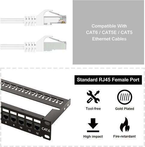 iwillink 48 Port 19-Inch RJ45 Through Coupler 2U Cat6 Patch Panel UTP Without Back Bar, Wallmount or Rackmount, Compatible with Cat5, Cat5e, Cat6 Cabling in Saudi Arabia
