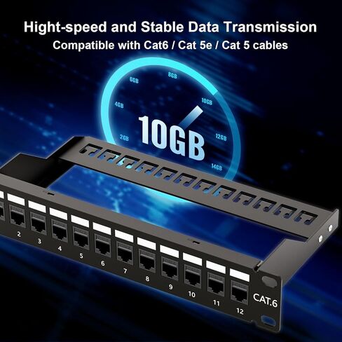 iwillink 48 Port 19-Inch RJ45 Through Coupler 2U Cat6 Patch Panel UTP Without Back Bar, Wallmount or Rackmount, Compatible with Cat5, Cat5e, Cat6 Cabling in Saudi Arabia