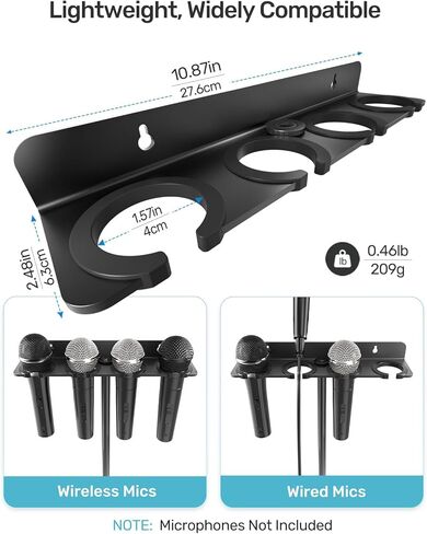 [2024 Upgrade ] Multi Microphone Holder for Mic Stand Storage Organizer for Handheld Dynamic Wired and Wireless Mics Wall Mounter or Rubber Padding to 5/8"-27 or 3/8"-16 Threaded in Kuwait