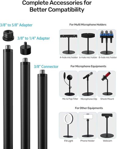 [2024 Upgrade ] Multi Microphone Holder for Mic Stand Storage Organizer for Handheld Dynamic Wired and Wireless Mics Wall Mounter or Rubber Padding to 5/8"-27 or 3/8"-16 Threaded in Kuwait