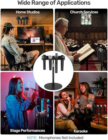 [2024 Upgrade ] Multi Microphone Holder for Mic Stand Storage Organizer for Handheld Dynamic Wired and Wireless Mics Wall Mounter or Rubber Padding to 5/8"-27 or 3/8"-16 Threaded in Kuwait