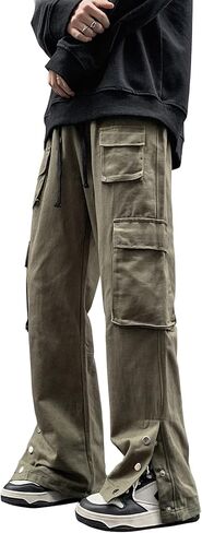 Men's Slim-Straight Cargo Pants Cotton Multi-Pockets Tactical Outdoor Work Pants in Saudi Arabia