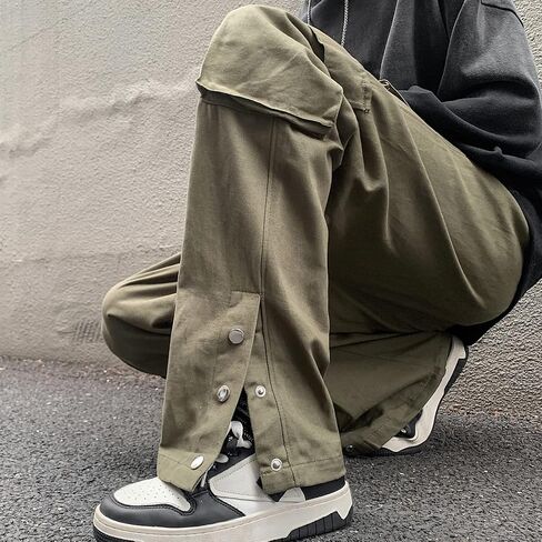 Men's Slim-Straight Cargo Pants Cotton Multi-Pockets Tactical Outdoor Work Pants in Saudi Arabia