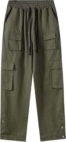 Men's Slim-Straight Cargo Pants Cotton Multi-Pockets Tactical Outdoor Work Pants in Saudi Arabia