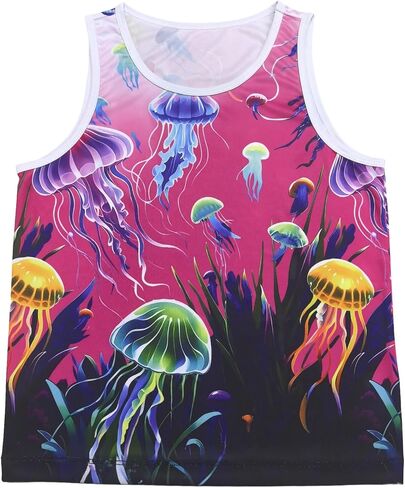 الفتيات Racerback Tank أعلى بلا أكمام قميص رياضة جاف سريع النشط قناديل البحر ألعاب الصيف خفيفة الوزن 2-8T in Saudi Arabia